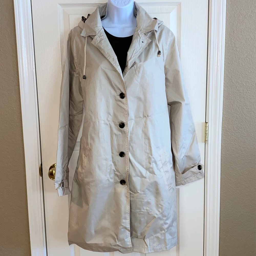 Great Lightweight Rain Coat Mid Length + Hood EUC